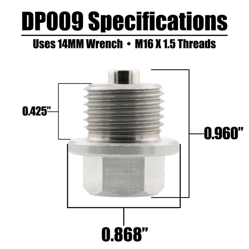 Votex - Made In USA - M16 X 1.5 MM Magnetic Engine Oil Drain Plug fits Mini, Subaru, Toyota, and More - Stainless Steel - Part Number DP009 - Image 3